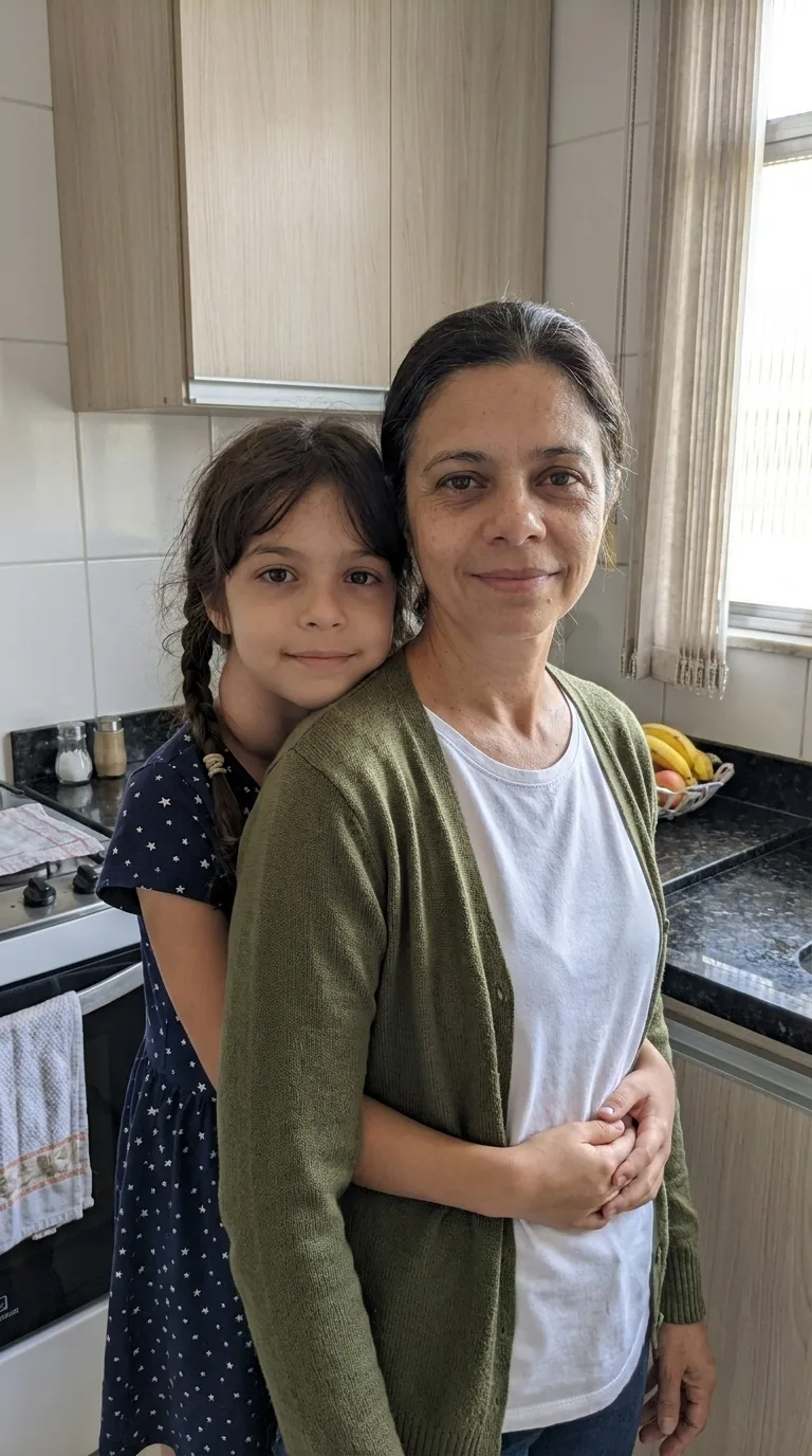 Camile aos 8 anos, antes do avanço mais recente do inchaço.